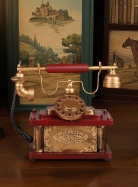民国电话机摆件古董转盘座机模型