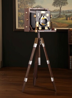 复古老仿真照相机模型三脚架摆件