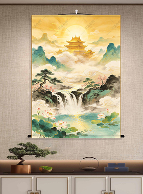 仙家堂口山水国画客厅玄关挂画