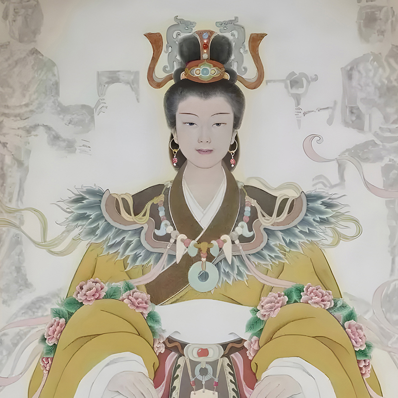 人文始祖母华胥氏画像挂画伏羲女娲母亲客厅背景墙农村堂屋装饰画-图1