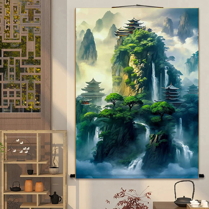 仙家堂口山水画堂单风景画东北暗堂无活物亭子沙发墙贴壁纸挂画,淘宝优惠券,粉丝福利购,淘宝优惠卷