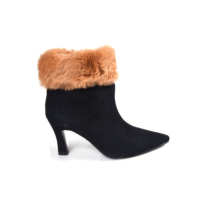 羊反皮 ZUSE 两穿秋冬季中低跟尖头大毛细跟加绒中筒裸靴瘦瘦短靴,淘宝优惠券,粉丝福利购,淘宝优惠卷