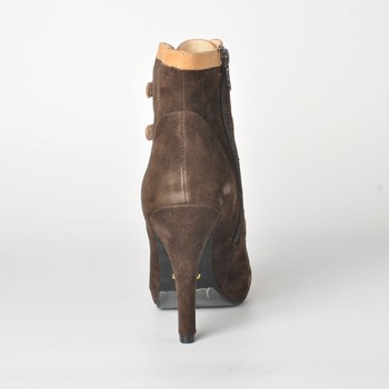 Counter AEE love size 38 cowhide suede brown color stitching high heel fashion boots short 3368