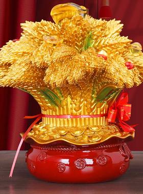 生意大卖麦穗招财摆件钱袋元宝开业礼物装饰品店铺收银台客厅酒柜