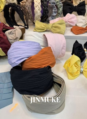 JINMUKE韩国进口发饰头饰颜色非常好看褶皱布艺宽边发箍头箍发卡