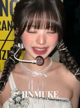 JINMUKE韩国进口首饰品双层飘带蝴蝶结珍珠甜美气质项链