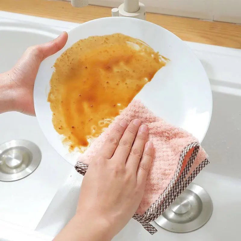 抹布厨房专用可挂式包边吸水不掉毛擦桌子擦碗洗碗家务清洁百洁布-图0