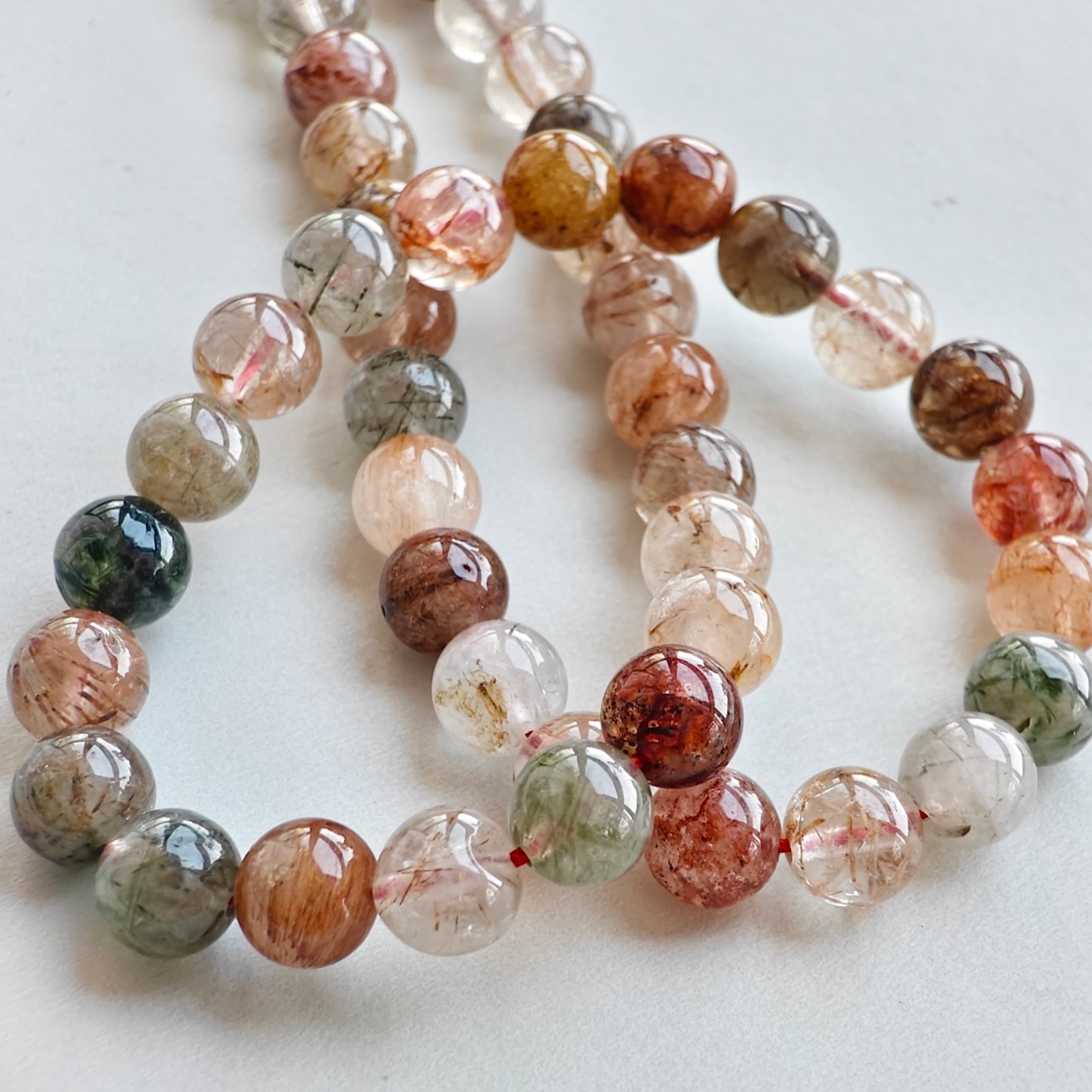 4-12mm天然彩发晶圆珠高冰老料散珠子有孔手工diy手链项链配件,淘宝优惠券,粉丝福利购,淘宝优惠卷