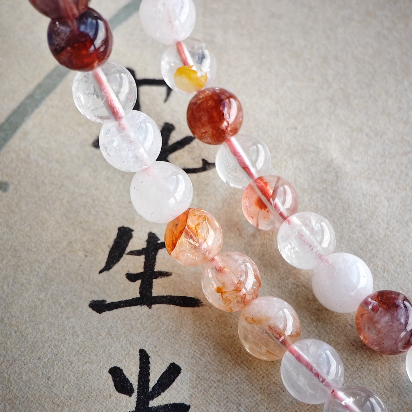 天然红胶花水晶圆珠散珠串珠手工diy手链项链饰品配饰材料4-10mm - 图2