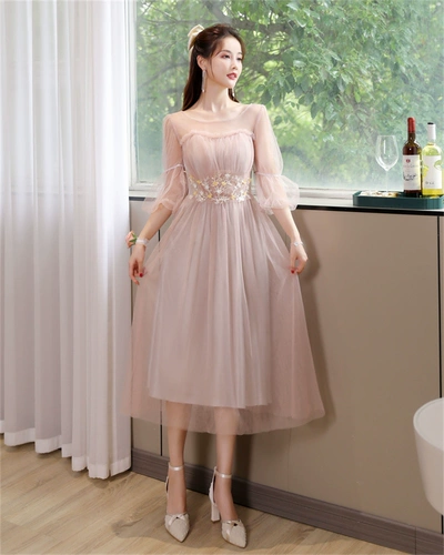 Длинное платье подружки невесты, длина миди, градиент, для подружки невесты