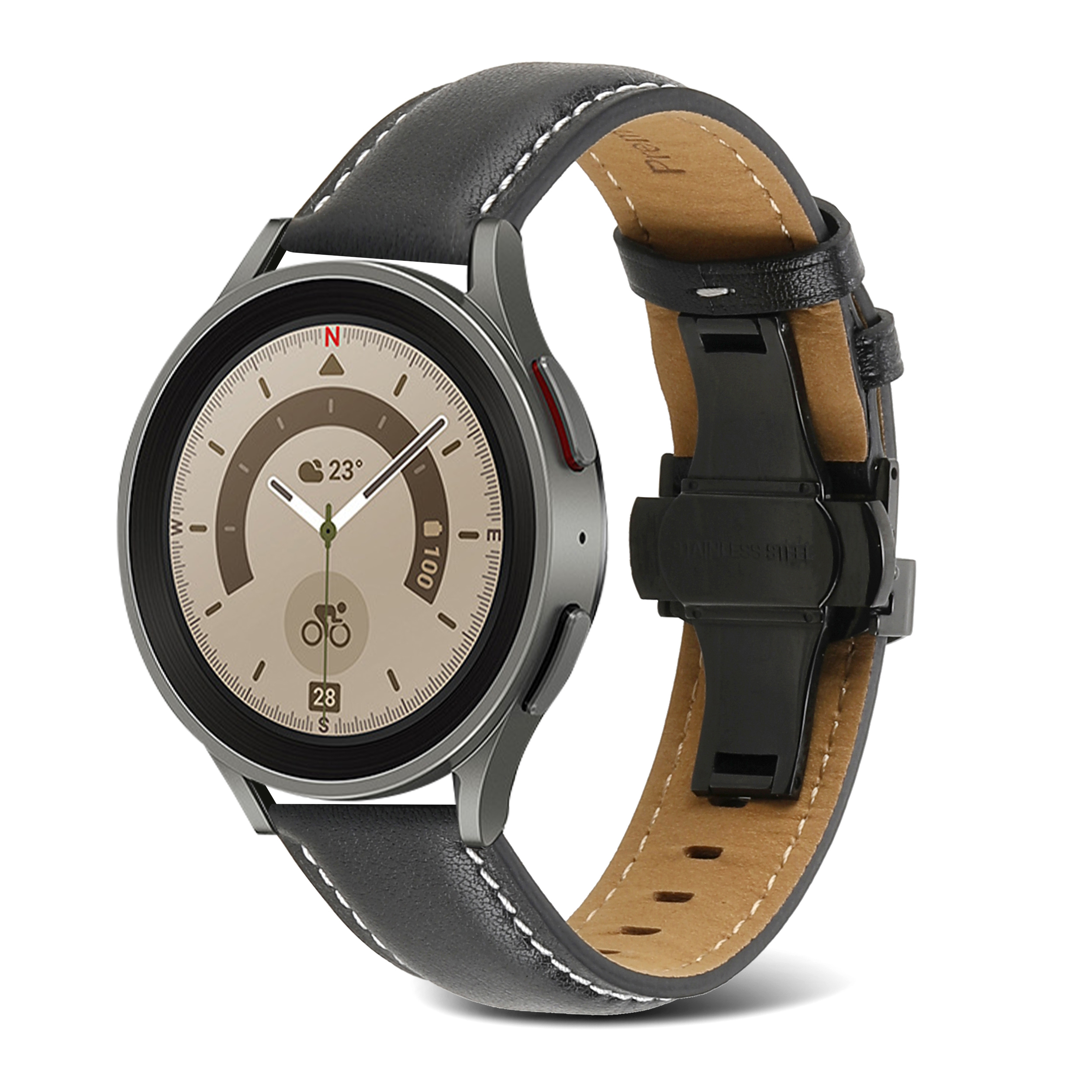 适用三星5Pro真皮表带蝴蝶扣Galaxy watch6/7代4classic替换20/22 - 图2