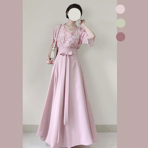 子南记原创【夏蝶】汉服唐褙子坦领齐腰八破裙新中式日常通勤夏季 - 图0