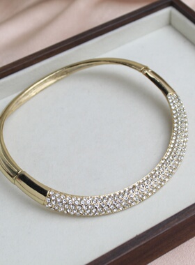 新款时尚水钻项链女金属链条