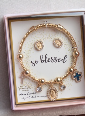 潘风轻奢爱心十字架塑手链手镯