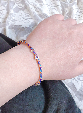 极简男女925银国风字母定制手绳