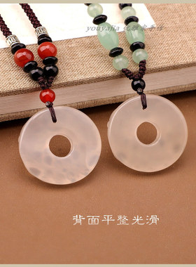 财源貔貅项链天然玛瑙石吊坠中式复古玉石平安扣毛衣链高档配饰女