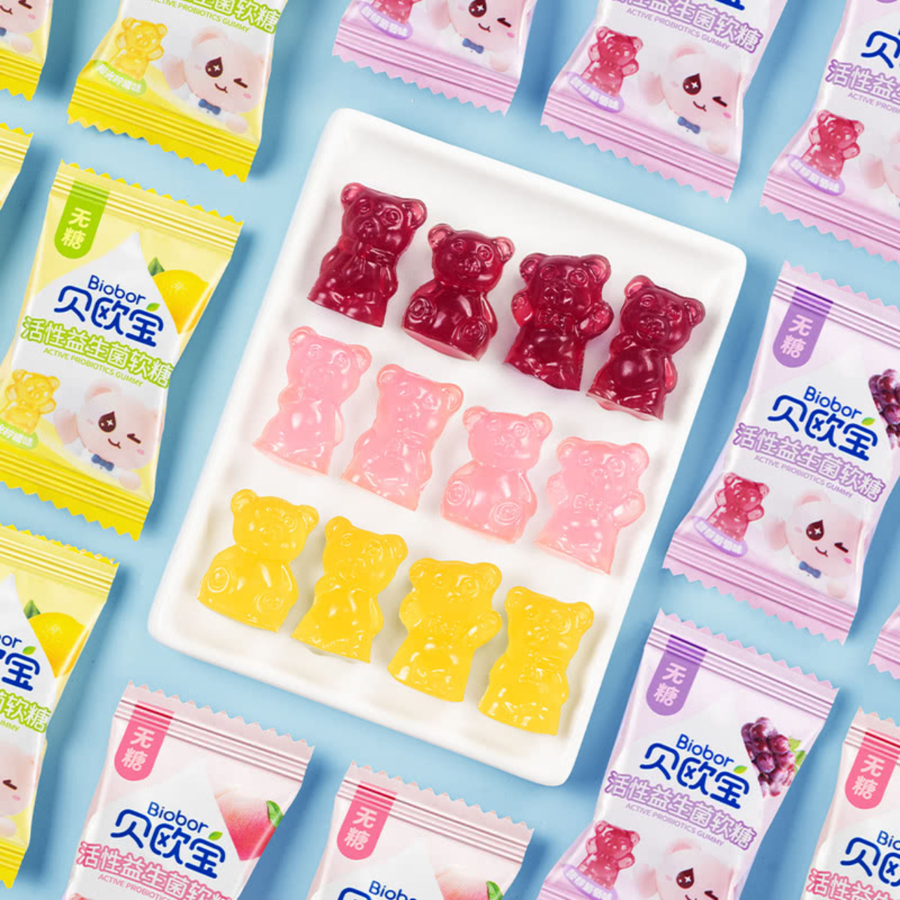 山姆代购贝欧宝活性益生菌软糖500g小熊动物造型儿童小包零食无糖 - 图1