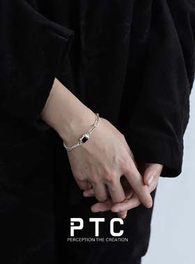 925纯银小众多层叠戴宝石手链男
