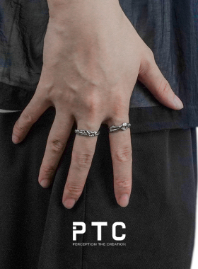 PTC中性风S925银高级感开口戒