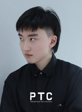 PTC中性风S925银黑色滴胶耳夹