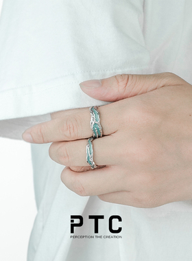 PTC中性风S925银高级感开口戒