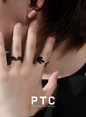 PTC高级感925银戒指暗黑冷淡风