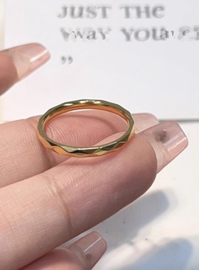 精致超闪多切面棱形戒指女简约冷淡风高级感设计素圈指环钛钢饰品