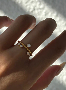 欧美时尚百搭新款几何个性光面细戒指小众设计镶钻钛钢指环女食指