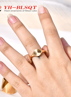 欧美INS可叠放的阳光钛钢镀18K金戒指时尚首饰礼品指环食指中指女