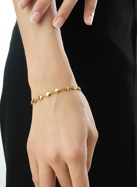 欧美新款链条爱心钛钢镀18K金手链轻奢小众简约手饰素链百搭清新