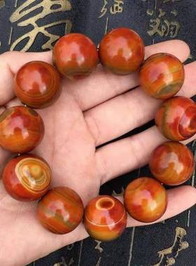 本命年战国红玛瑙玉石圆珠手串男士大气手链玉石礼物