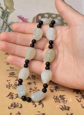 本命年和田玉青白色十八罗汉项链男士罗汉挂件搭配吊坠链子礼物