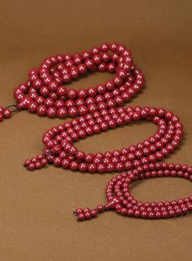 本命年链in朱砂高含量紫砂古风108颗佛珠手串多圈手链女礼物