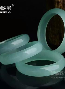 本命年翡翠色石英岩玉镯淡绿色玉镯子冰种玉石石英岩手镯礼物