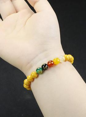 本命年朱砂五路财神手链高含量雄黄砂手串佛珠男女晶体砂颗粒晶礼