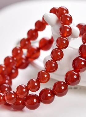 本命年红玛瑙手串冰透玉髓手链玉石散珠红色水晶首饰送女友妈妈礼