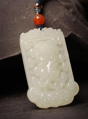 本命年和田玉霸王貔貅吊坠男女款招财玉坠挂件皮休貔恘皮丘项链玉