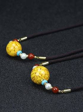 本命年朱砂锁骨链万福珠转运珠颗粒砂晶体砂雄黄砂项链礼物