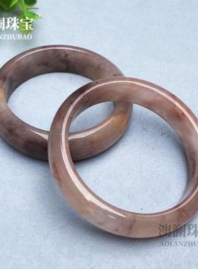 本命年新疆紫罗兰丝玉扁条手镯飘花镯子玉镯礼物