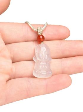 本命年玉髓宝宝佛白色吊坠儿童孩子精致款挂件平安纳福新中式饰品