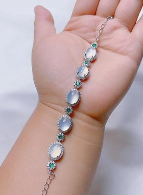 本命年冰透马达加斯玉髓手链镶嵌满钻手链玛瑙玉髓玉石手链饰品手