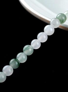 本命年新疆丝玉圆珠缅甸丝白玉散珠子项链串珠材料饰品配件礼物