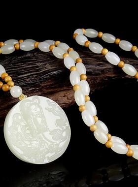 本命年时尚精品捡漏拍卖新疆和田玉白玉关公玉牌精雕忠义武财神关