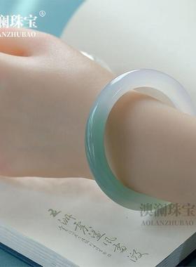 本命年玉髓手镯半山半水玛瑙高级感翡翠叮当镯冰种正圈手镯礼物