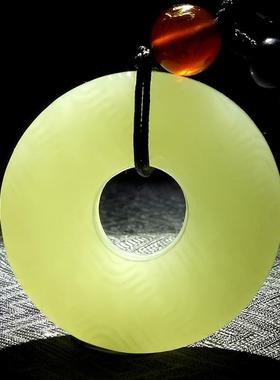 本命年新疆和田玉平安扣吊坠男女款精雕如意罗马云纹平安扣玉坠礼