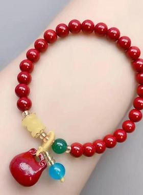 本命年朱砂手串紫砂6m貔貅福禄手链佛珠福牌纳福饰品礼物