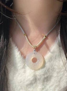 本命年黑曜石双貔貅吊坠白玉髓双貔貅平安扣男女项链礼物