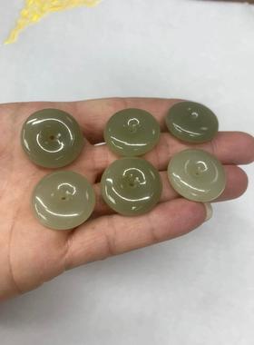 本命年和田玉平安扣25mm吊坠面包圈佛珠挂件配件玉石项链礼物