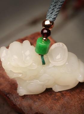 本命年和田玉霸王貔貅吊坠男女立体招财转运皮丘貔恘挂件项链玉石
