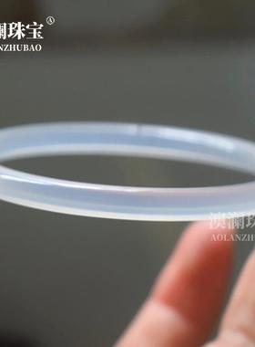 本命年巴西冰种玉髓手镯细米条圆条手镯6毫米女士手镯细条手镯礼